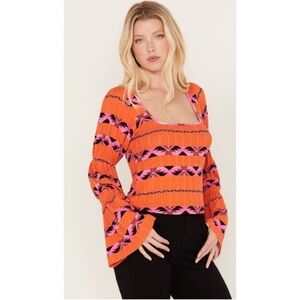 WRANGLER RETRO NWT Southwestern Striped Long Sleeve Top L